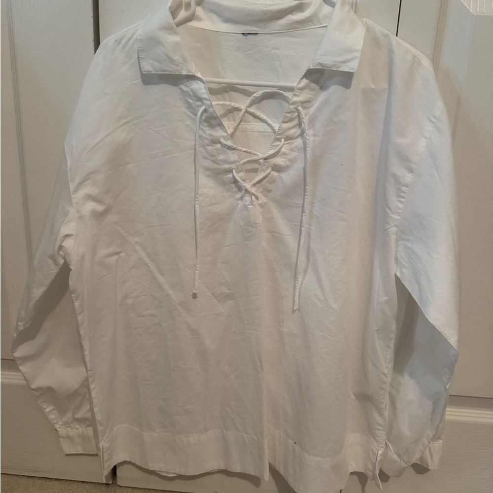 Women’s Oversized White Lace-Up Shirt